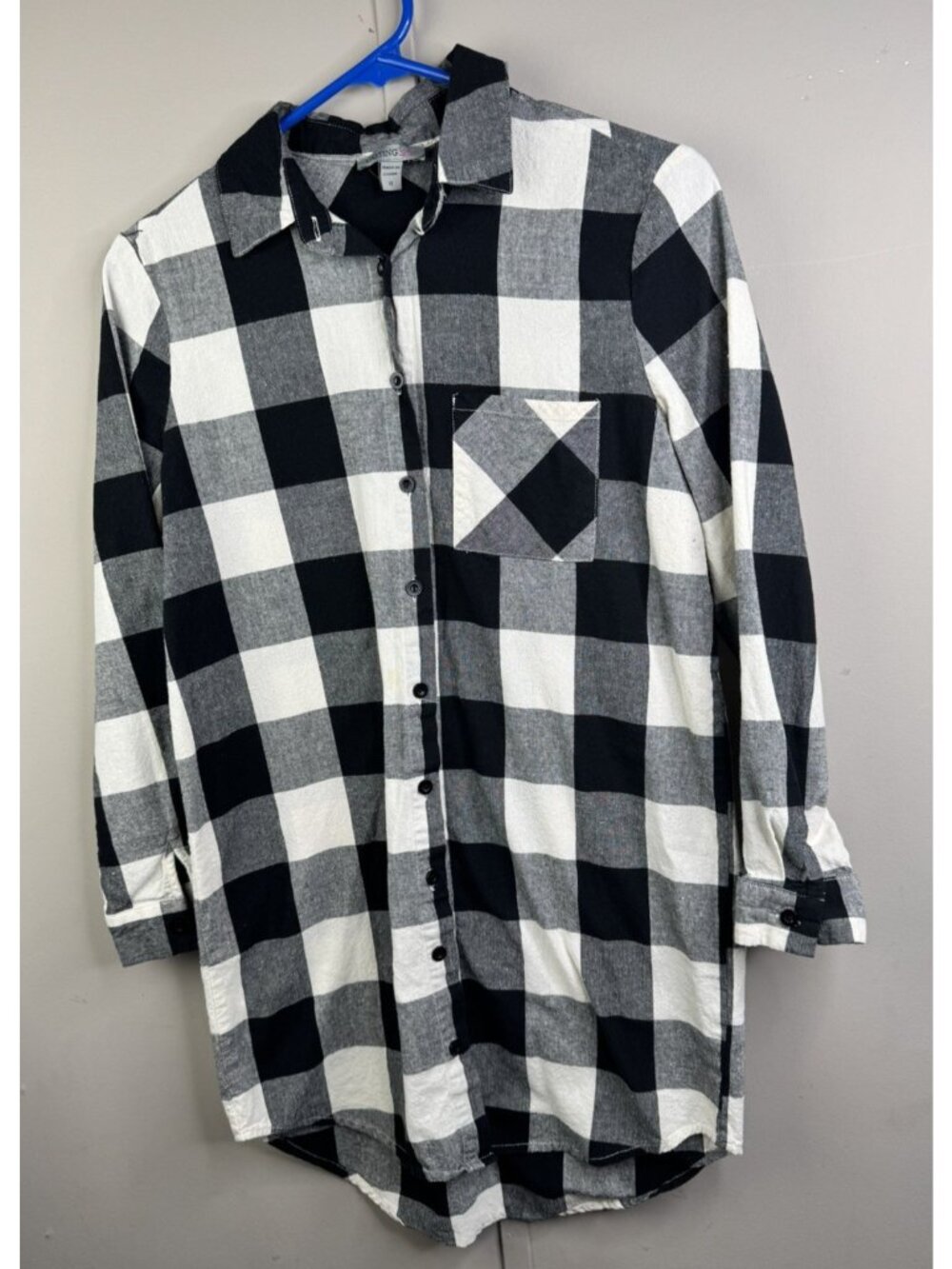 Casting LA Size S Womens Black White laid Shirt Button Front Long Sleeve